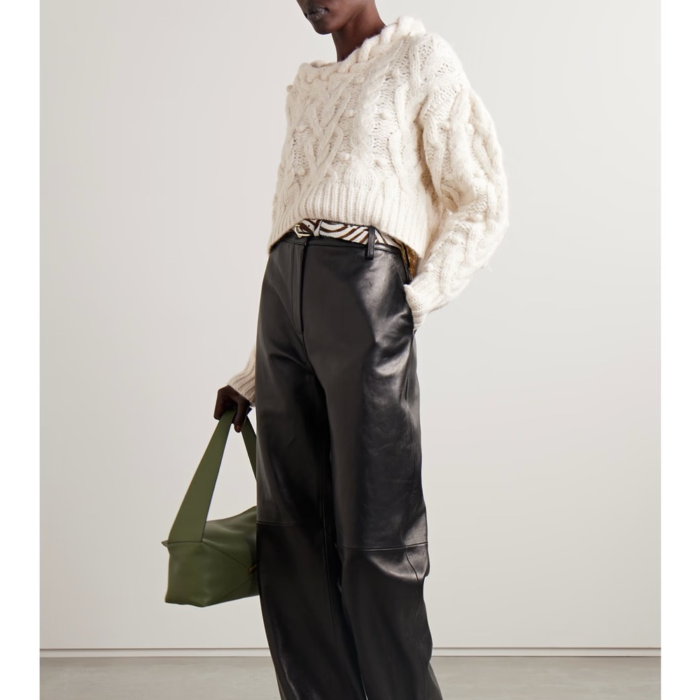 LoveShackFancy Galiona cropped pompom cable-knit alpaca-blend sweater